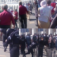 قوات الأمن تعنف المتظاهرين السلميين